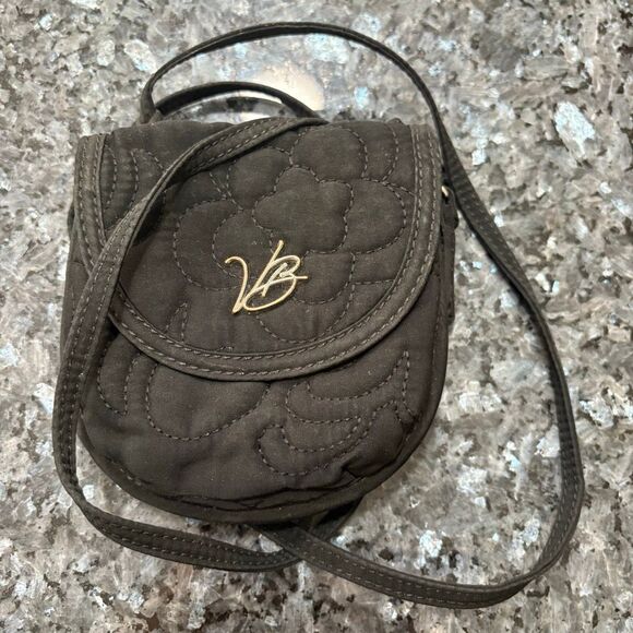 Vera Bradley Quilted Mini Crossbody Wallet Purse – Black – Compact Travel Organi - Picture 1 of 8